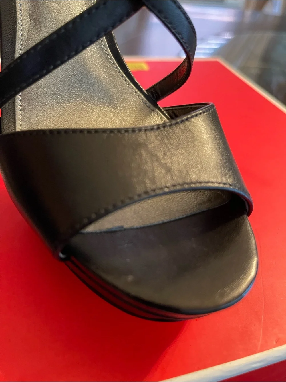 Coach Black Leather Platform Sandals
